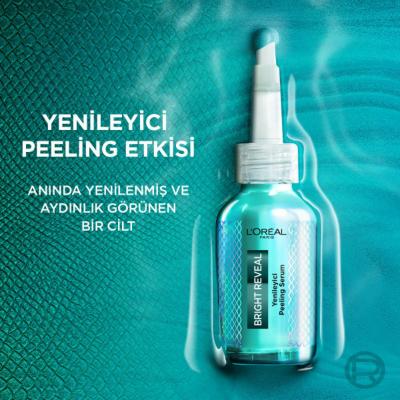 Loreal Paris Bright Reveal Peeling Serum - AHA BHA PHA Exfoliating Skincare for Renewal and Brightening