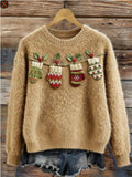 Digital-print Christmas Womens Flannel Crewneck Hoodie