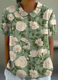 Stylish Digital-print Lapel Short-sleeve Shirt
