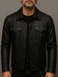 Mens Slim-fit Pilot Jacket With A Lapel Collar