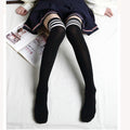 Women's Black And White Striped Stockings