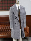 Autumn And Winter Men's Plaid Thick Warm Woolen Polo Coat