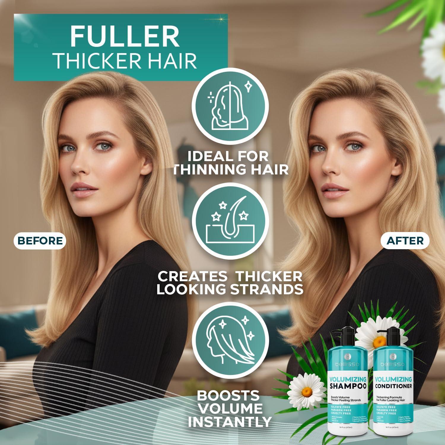 Volumizing Shampoo and Conditioner Set 16 Fl Oz Set of 2 Sulfate Free Thickening Formula for Fine and Thin Hair Volume Boost Professional Salon Hair Care for Men and Women