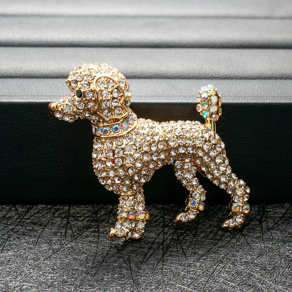 Golden Cute Diamond-studded Puppy Brooch Classic And Fashionable