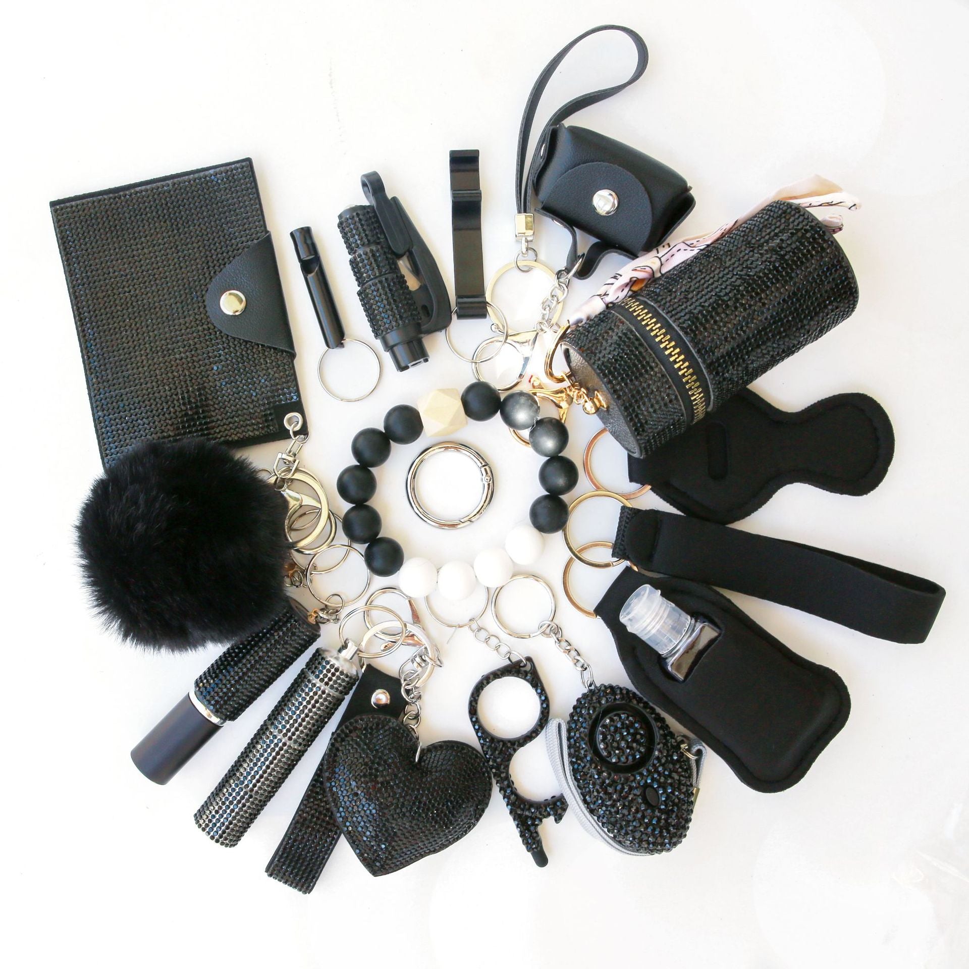 19-Piece Multifunctional Safety Defense Keychain Set
