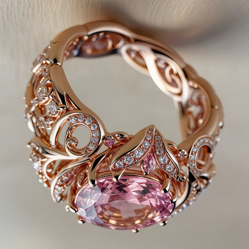 Niche Minimalist Copper Ring With Zircon Inlay