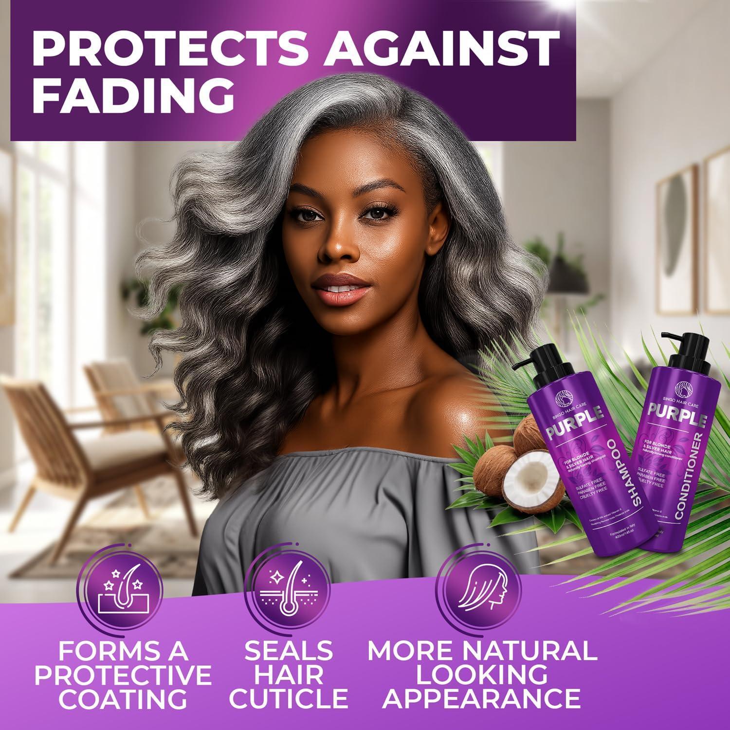 Purple Shampoo and Conditioner Set 14 Fl Oz Set of 2 Sulfate Free Formula for Women and Men For Toning and Balancing Brassy Blonde Silver and Gray Hair
