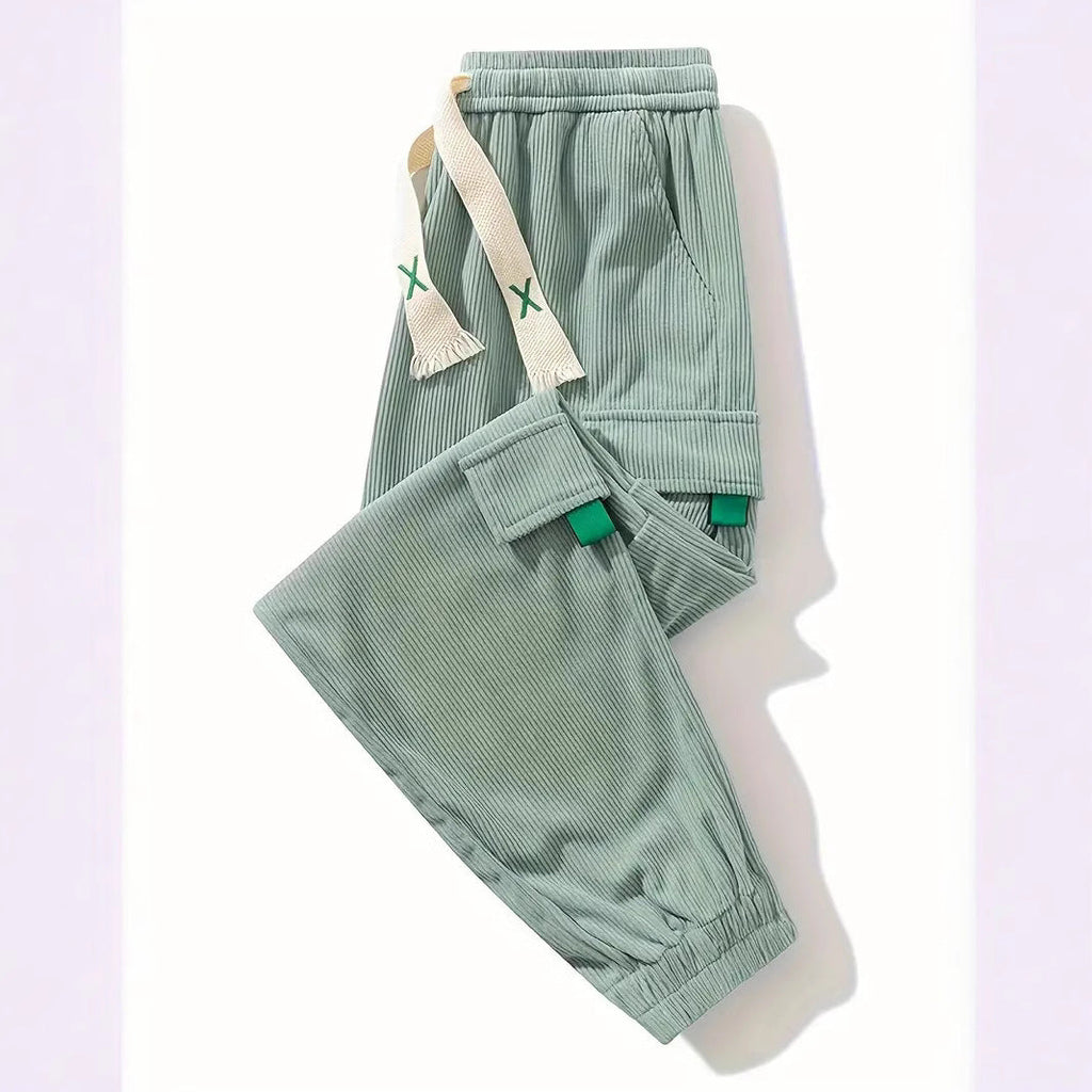 Corduroy Plus Size Mens Work Pants Ankle Tightening Trousers