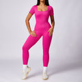 Women's Seamless High-Strength Thread Short-Sleeve Sports Jumpsuit