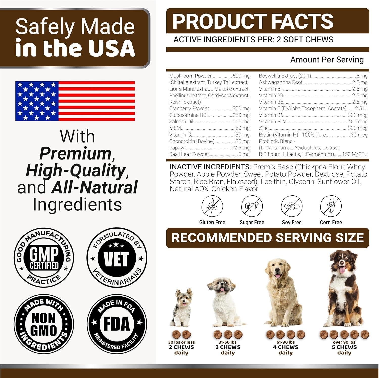 Turkey Tail Mushroom for Dogs Multivitamin Supplement Immune Support