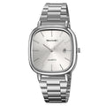 Retro Square-quartz Watch Mens Business Steel-band Calendar Wristwatch