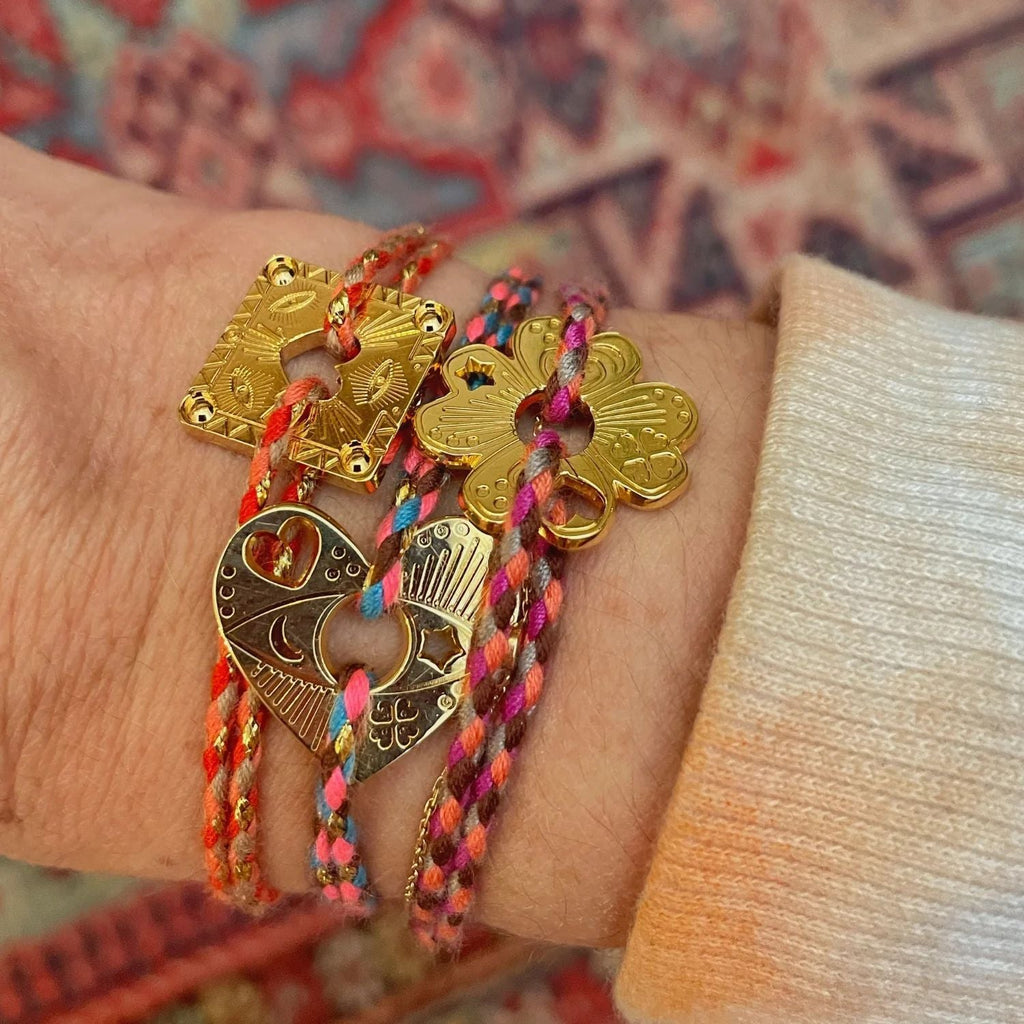Stainless Steel Bracelet With Moon And Heart Charms