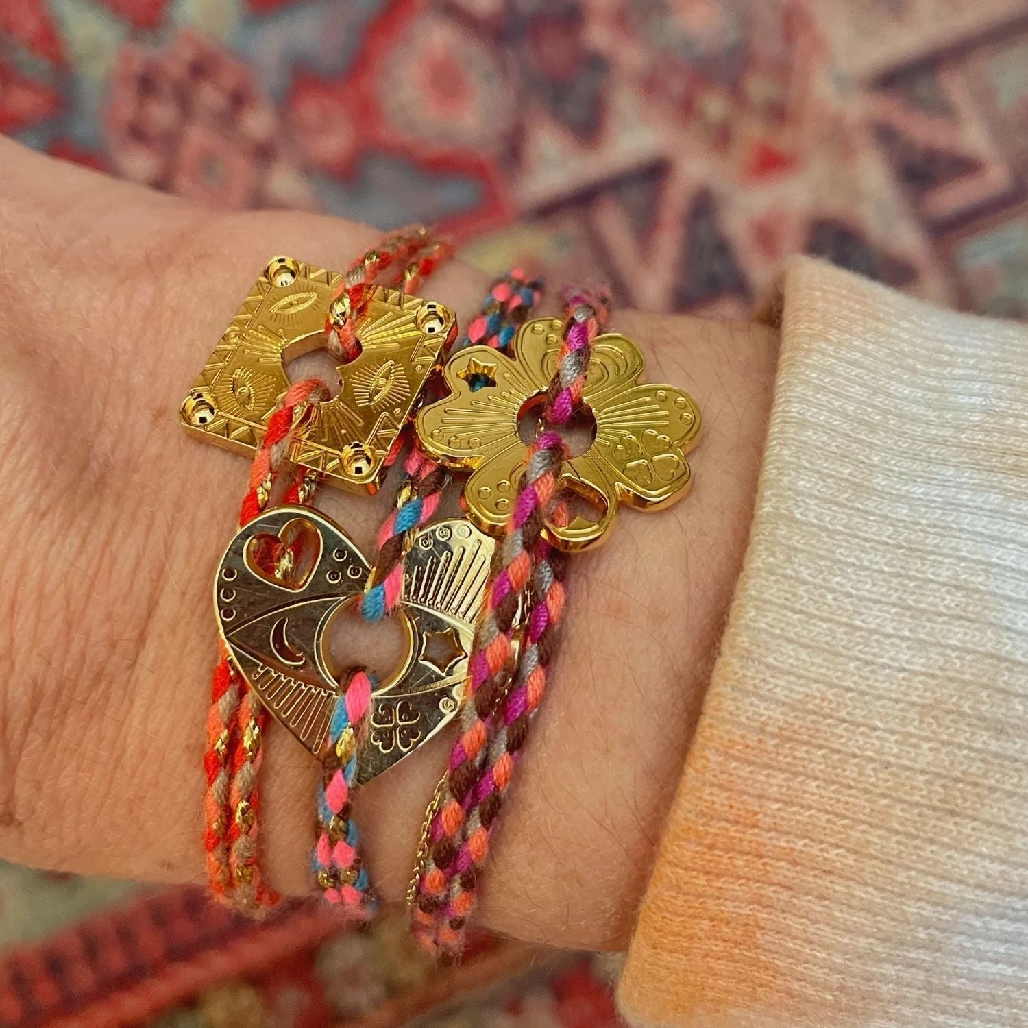 Stainless Steel Bracelet With Moon And Heart Charms