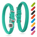 Ultra Soft Rolled Leather Dog Collar for Small Dogs Mint 8  10 inch Neck Soft