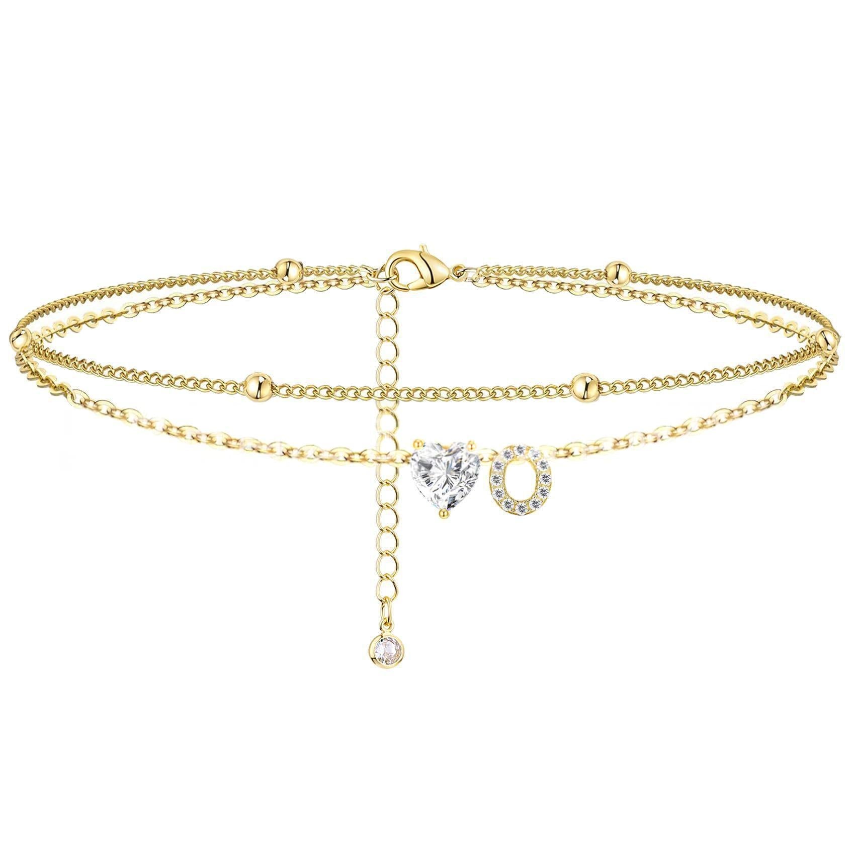 Womens Adjustable Delicate Versatile Double-layer Anklet Set