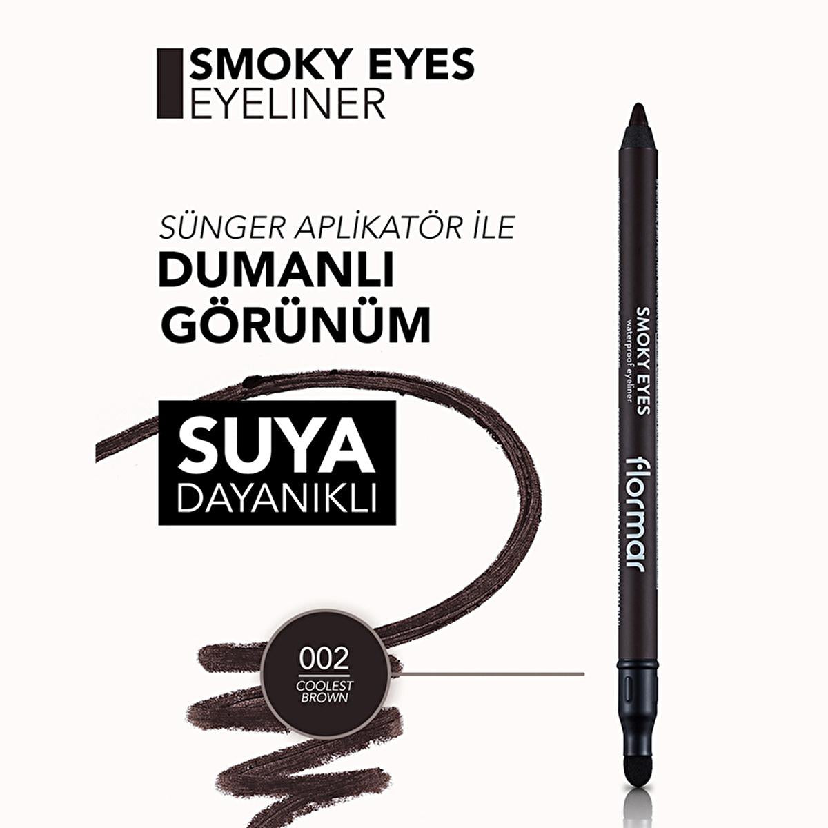 Flormar Coolest Brown Smoky Eyes Waterproof Eyeliner Pencil: Smudge-Proof, Long-Lasting Matte Brown Eyeliner for Effortless Smoky Eyes