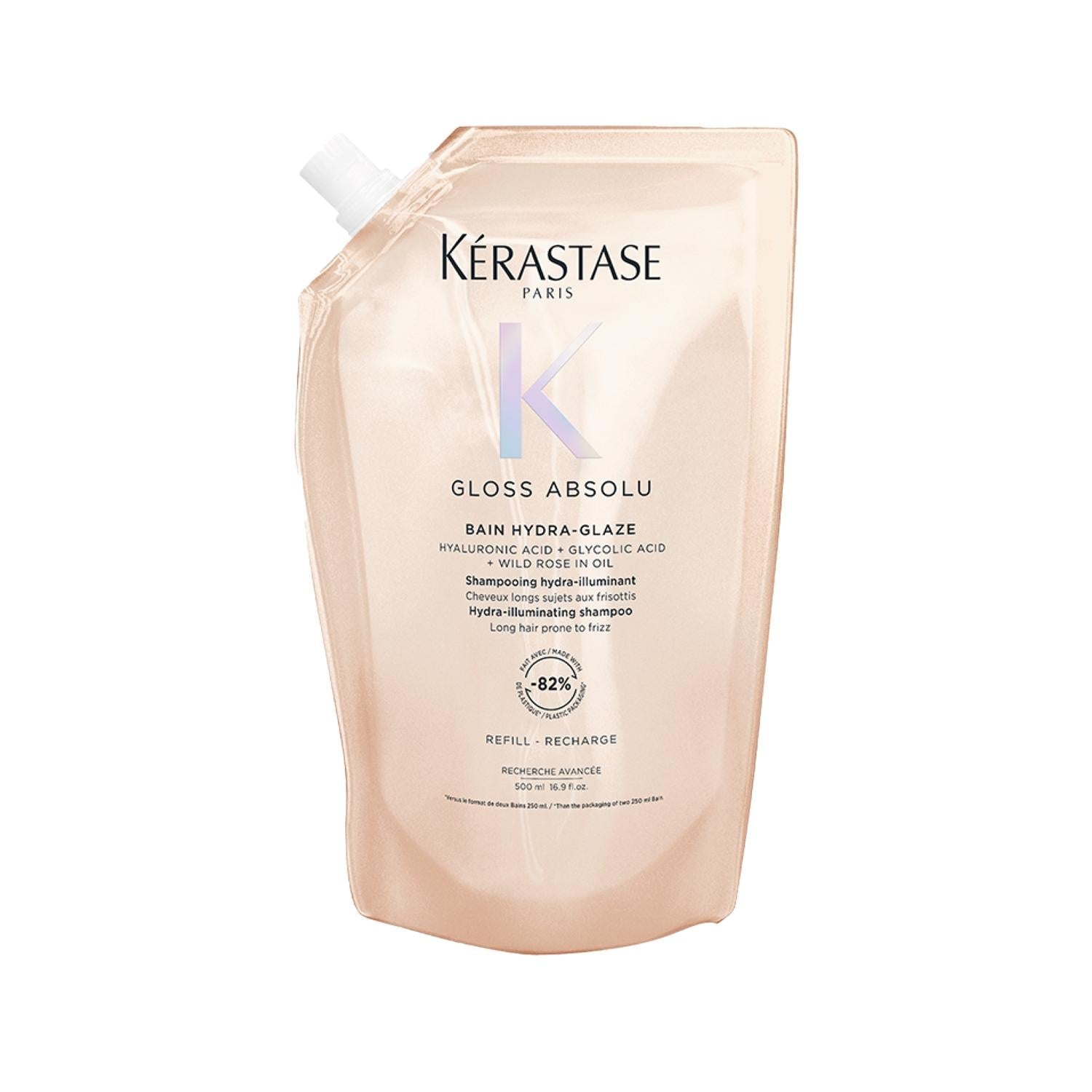 Kerastase Gloss Absolu: Hydrating & Anti-Frizz Shampoo for Long Hair - Refillable, Shiny & Smooth Hair, 500ml