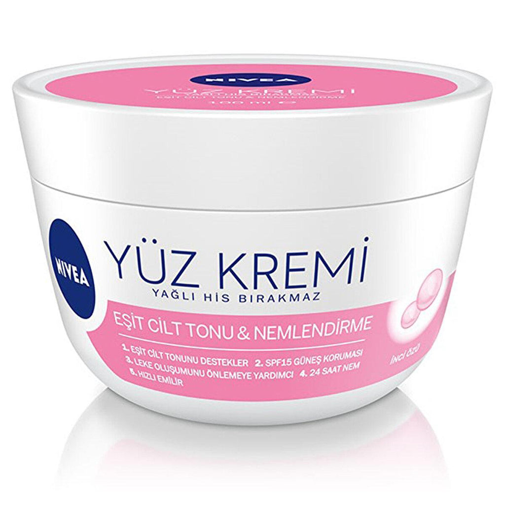 Nivea Facial Moisturizer: Skin Tone Evening Cream with Pearl Extract & SPF 15 - 24 Hour Hydration, Dark Spot Prevention