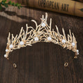 Retro Bridal Crown Alloy Minimalist Baroque Headband With Pearl Accents