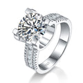 S925 Sterling Silver 5ct Moissanite Ring, 11mm D-VVS1 Wide Band, Platinum Plated 7.7g US Sizes 5-9 GRA Gift Box