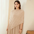 Women's Round Neck Cashmere Pullover Cloak with Twisted Pattern