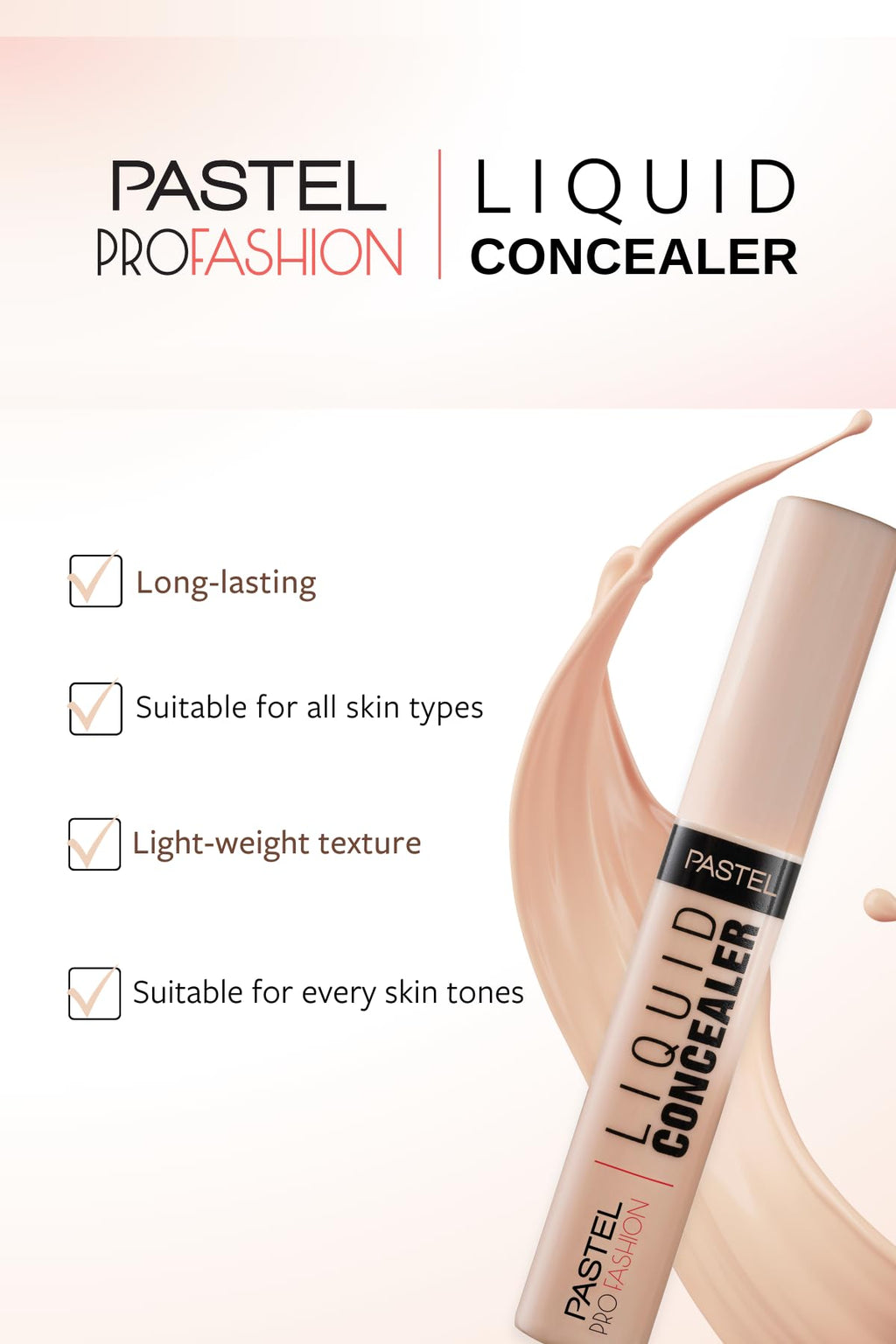 Pastel Profashion Liquid Concealer 101 Porcelain - 7ml, Smooth Coverage for Flawless Skin