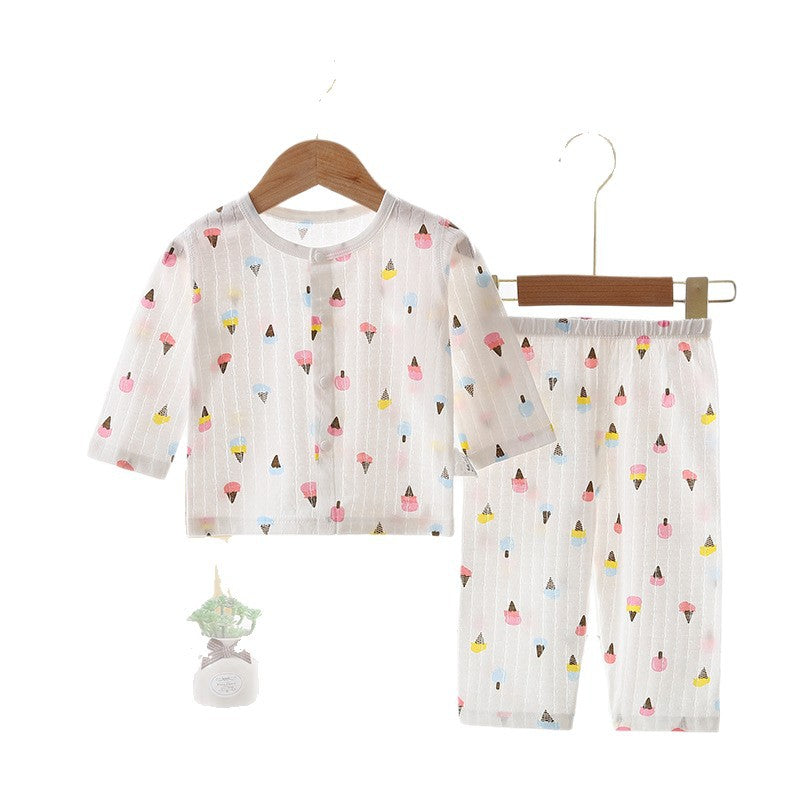 Baby Home Clothes Summer Cotton Baby Long Sleeve Pajama Set