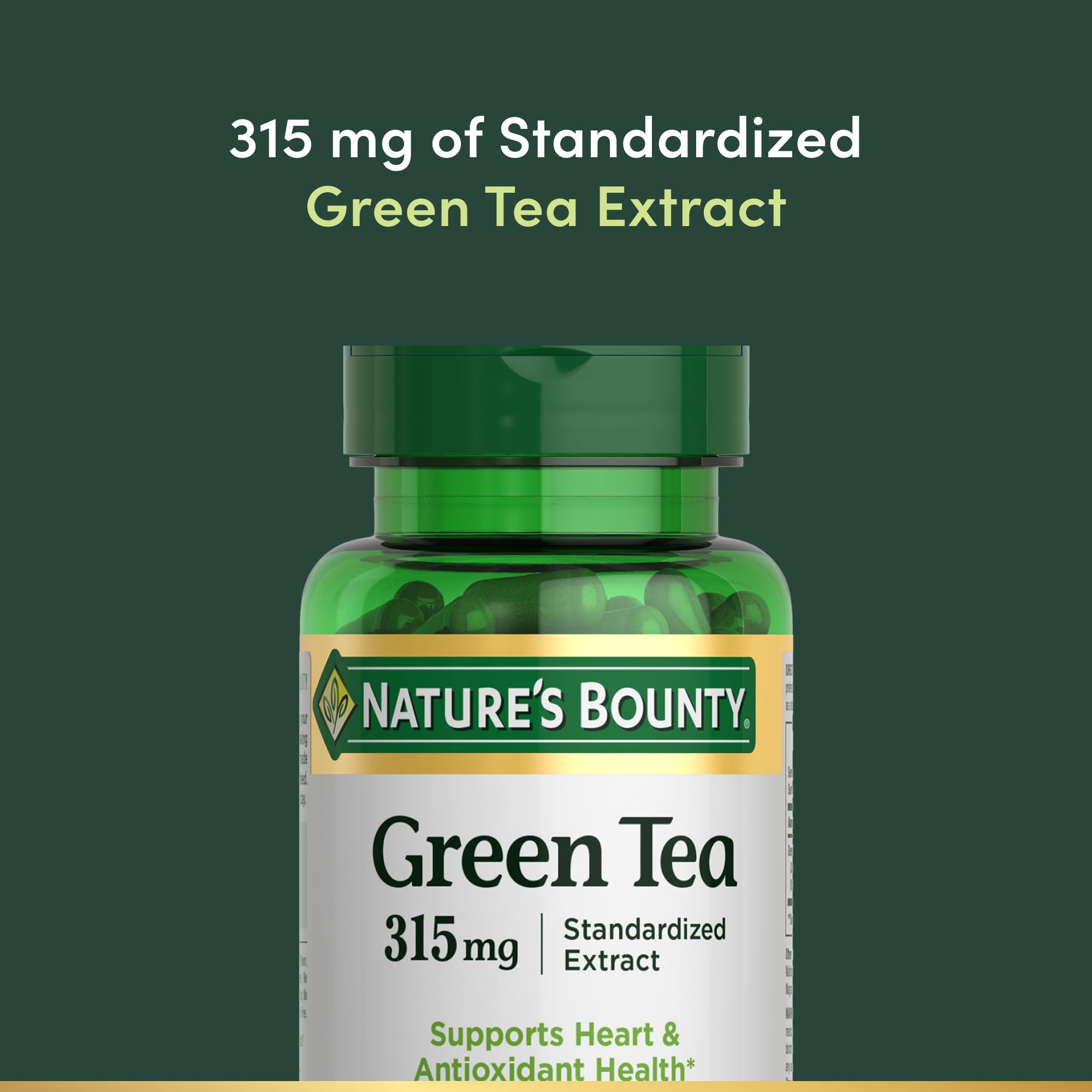 Nature's Bounty Green Tea Supplement 315mg - Antioxidant Support Dietary Supplement for Health-Conscious Individuals