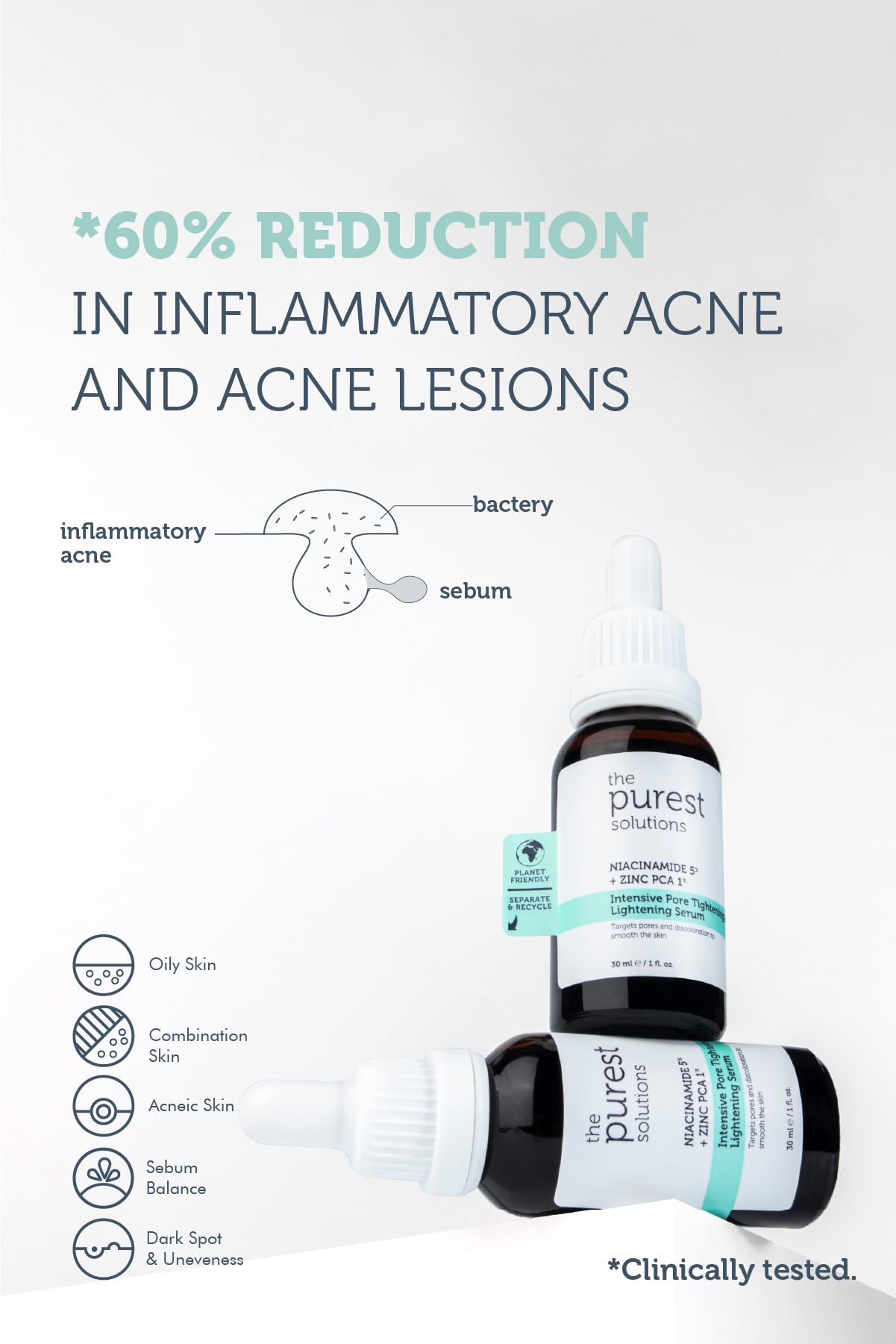 The Purest Solutions Skincare Serum Set - Pore Tightening & Brightening with Niacinamide & Hyaluronic Acid