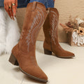 Embroidered Western-Style High-Top V-Neck