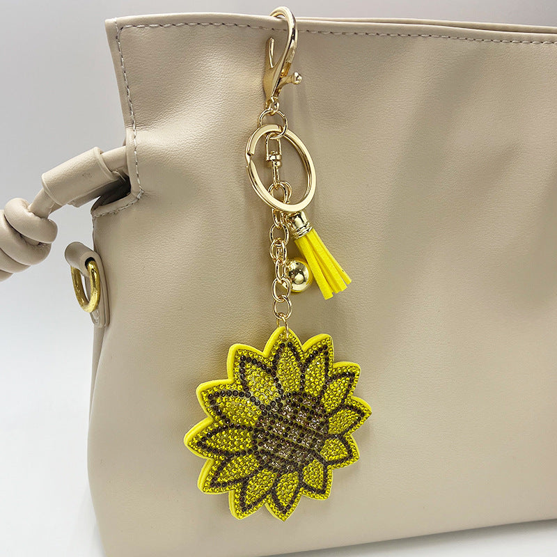 Creative Diamond-studded Sunflower Keychain Sunflower Bag Charm