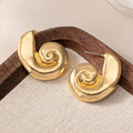 Retro Convex Spiral Gold Earrings - European American Middle Eastern Style Hoop Drop Studs