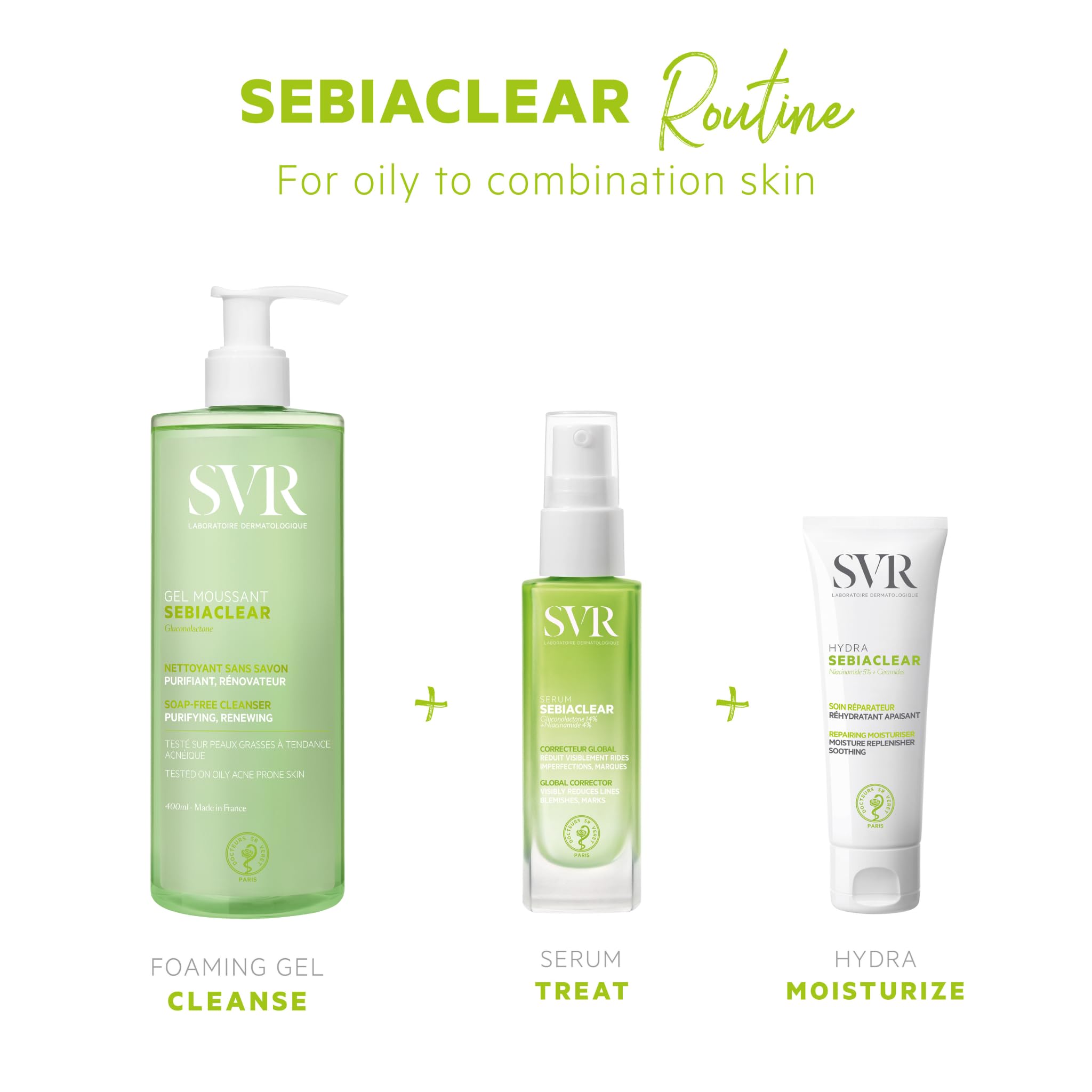 SVR Sebiaclear Serum 30ml - Non-Comedogenic Skincare for Oily Skin, Hypoallergenic Serum with Gluconolactone & Salicylic Acid