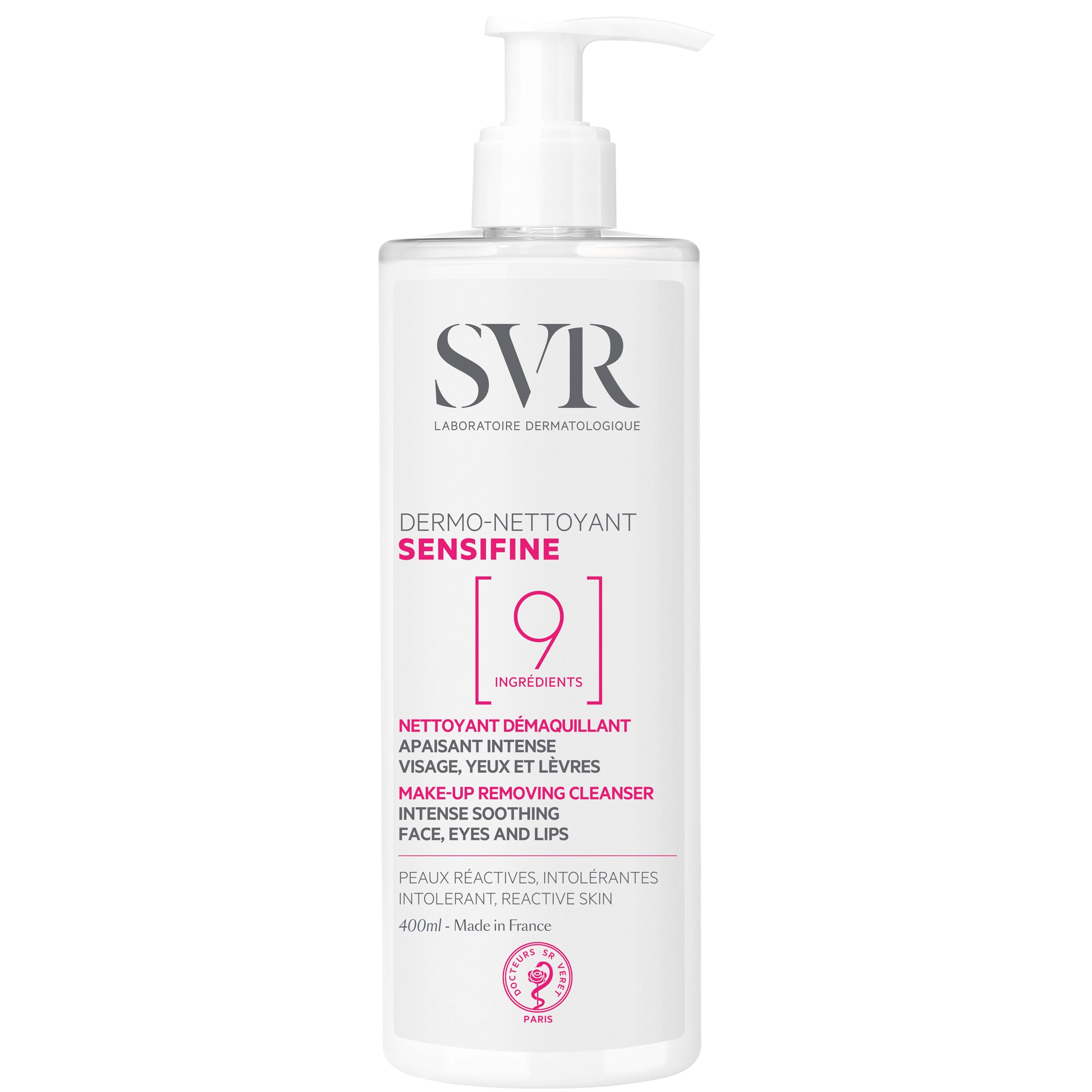 SVR Sensifine Dermo Nettoyant Facial Cleanser & Makeup Remover - Gentle, Dermatologically Tested, 400ml
