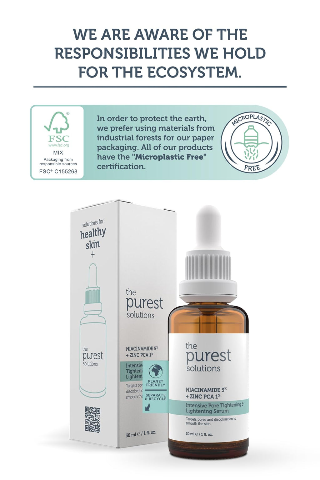 The Purest Solutions Skincare Serum Set - Pore Tightening & Brightening with Niacinamide & Hyaluronic Acid