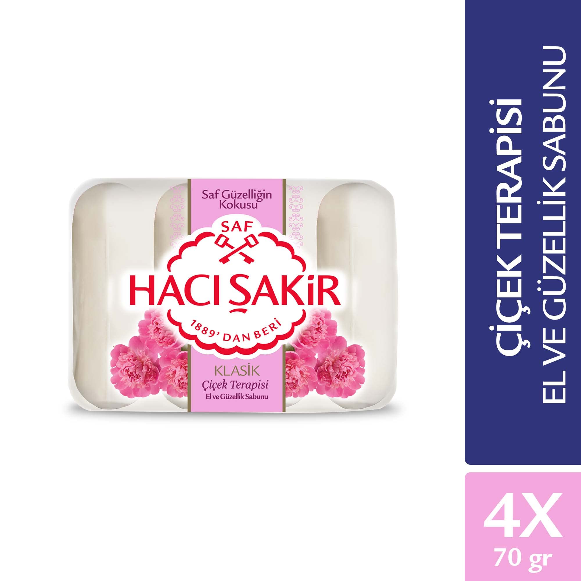 Hacı Şakir Classic Flower Therapy Soap 4 x 2.47oz - Traditional Turkish Soap