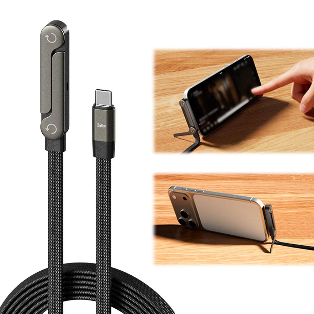 Fast Charging Foldable Bracket Data Cable 2-in-1 Data Wire Foldable Phone Tablet Stand Type-C To Type-C USB-A To Type-C