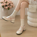 French Ballet Single Shoes Women's Summer 2026 New Style Shallow Bow Fold Rivet Mary Jane Women's Shoes