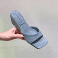 French Style One-Strap Open Toe Sandals For Women, Summer Wedge Comfortable Slip-On Mules, Elegant Ladies Shoes Match Dresses