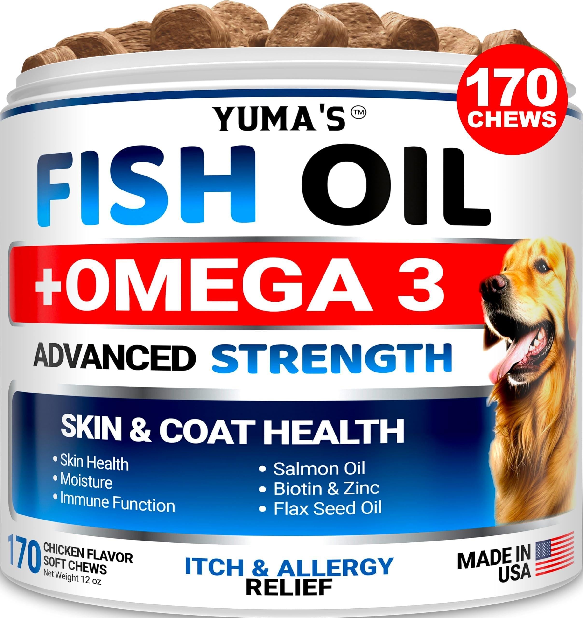 Omega-3 Fish Oil for Dogs 170 Chews Skin & Coat Supplement