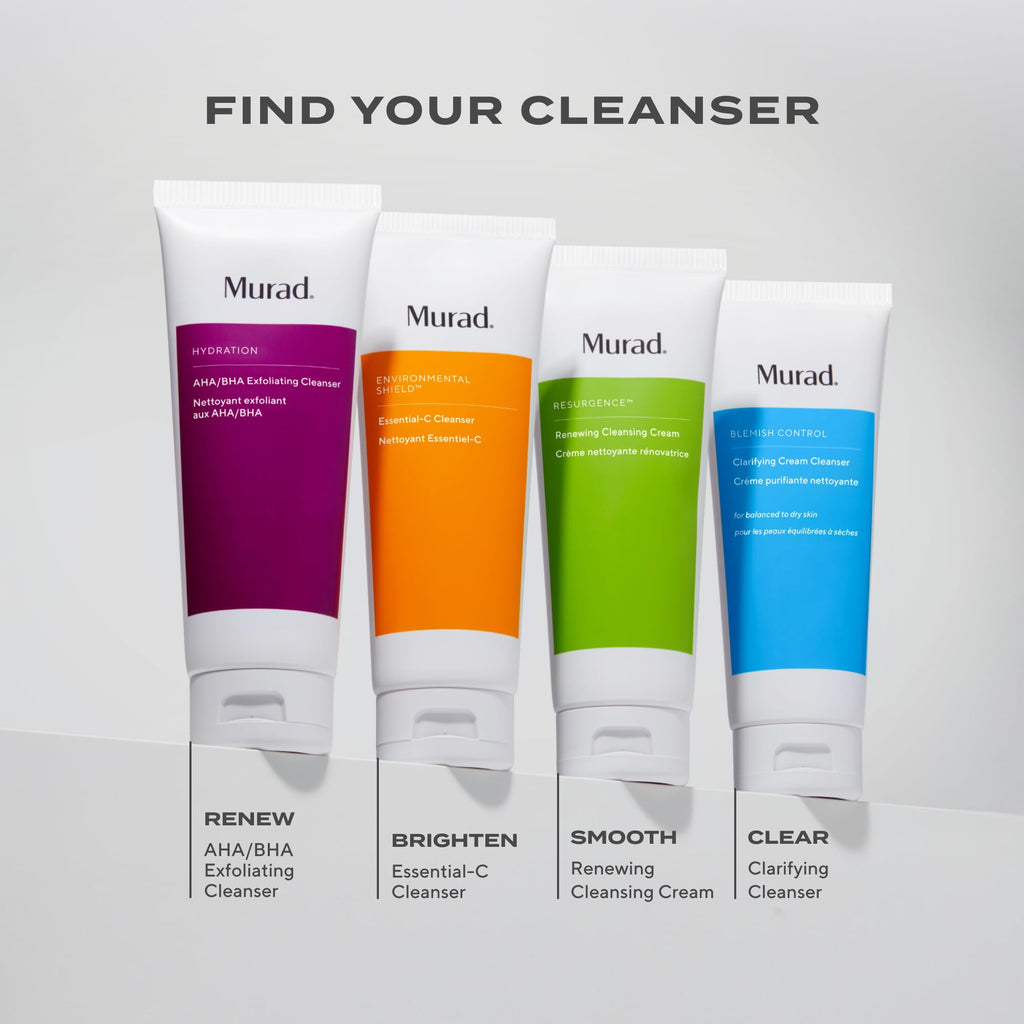 Murad Exfoliating Facial Cleanser with AHA/BHA - Gentle Face Peeling for Smoother Brighter Skin, 6.76 fl oz