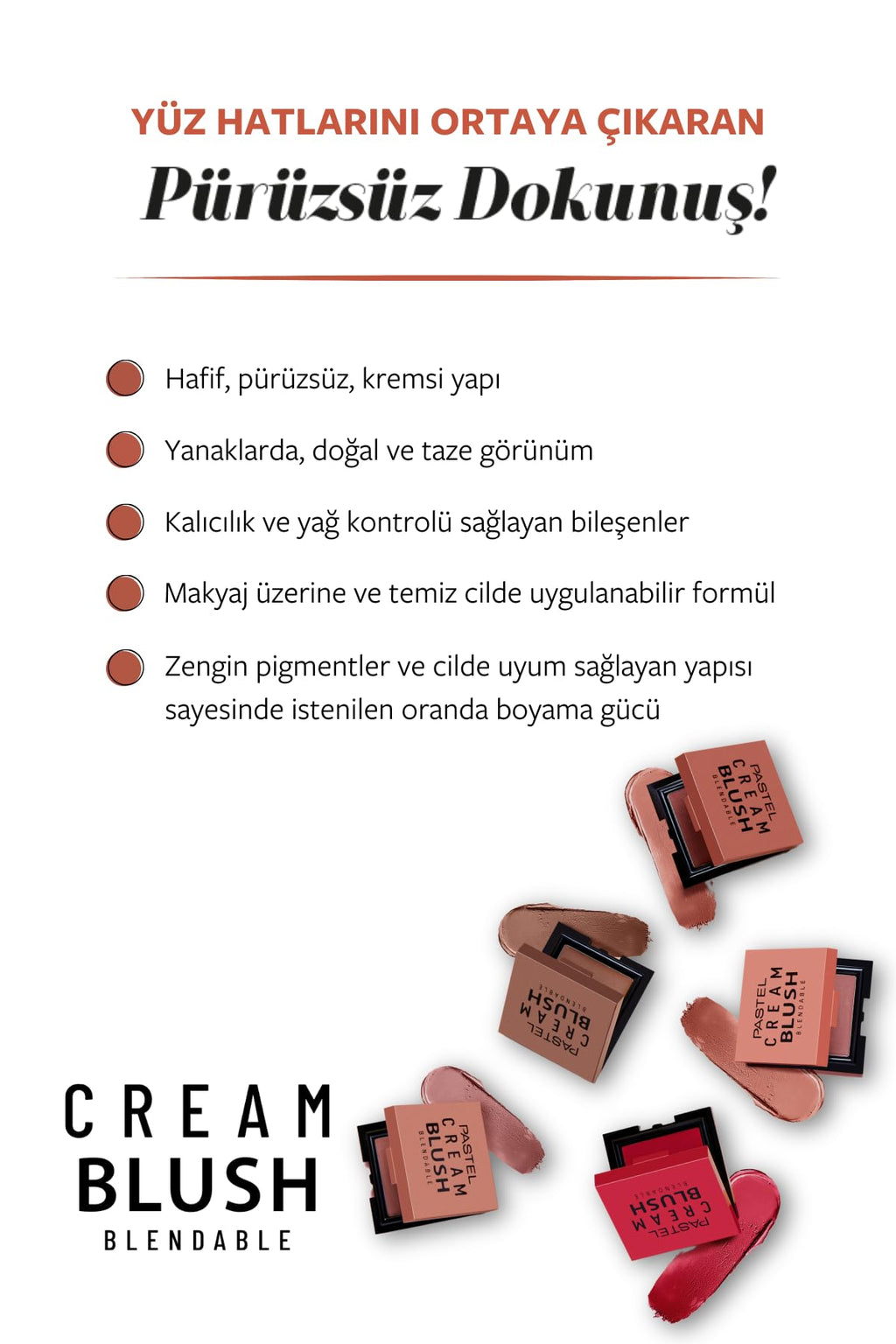 Pastel Creamblush Blendable 3.6g No:49 Heavenly - Cruelty-Free, Dermatologically Approved Cream Blush for Natural Makeup Looks