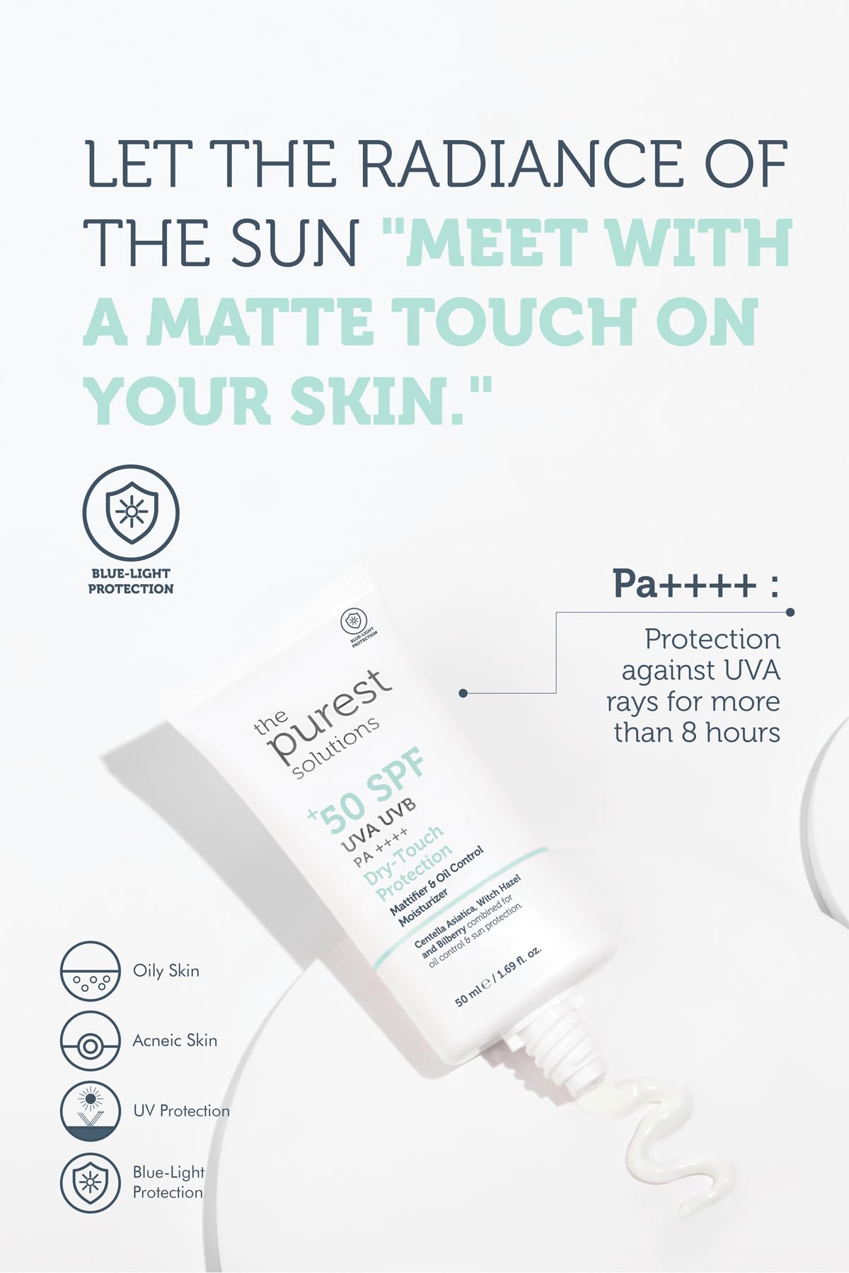The Purest Solutions Oil Control Moisturizer with UV & Blue Light Protection - Dry Touch Finish, 1.69 fl oz