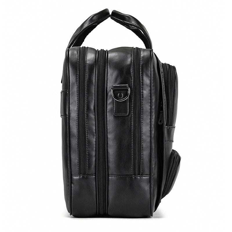 Men's Leather Briefcase Large Capacity 17-inch