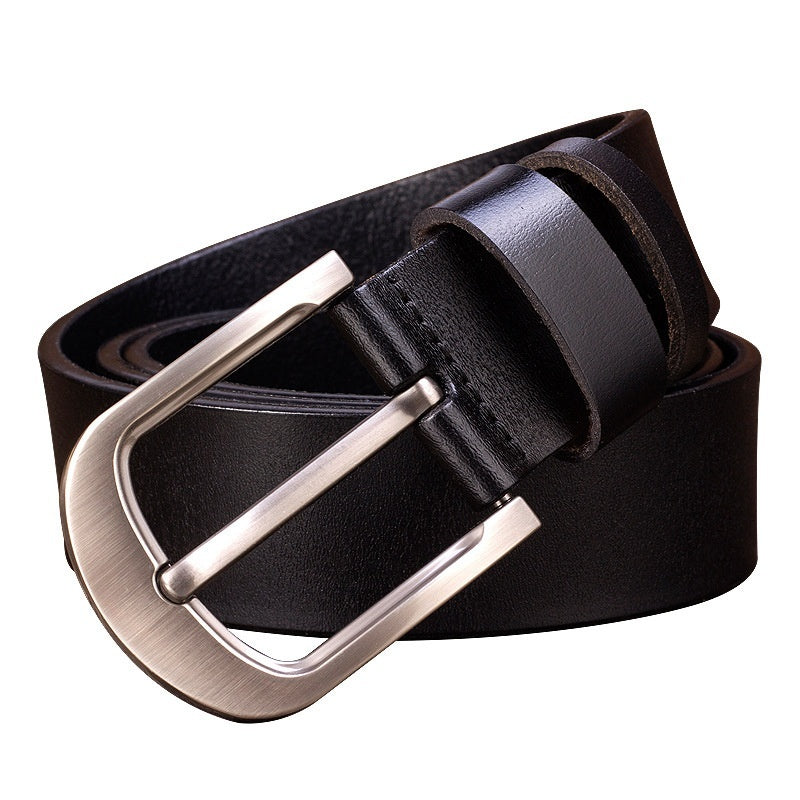 Men's Leather Belt With Pin Buckle, Genuine Leather Men's Waist Belt, Cowhide