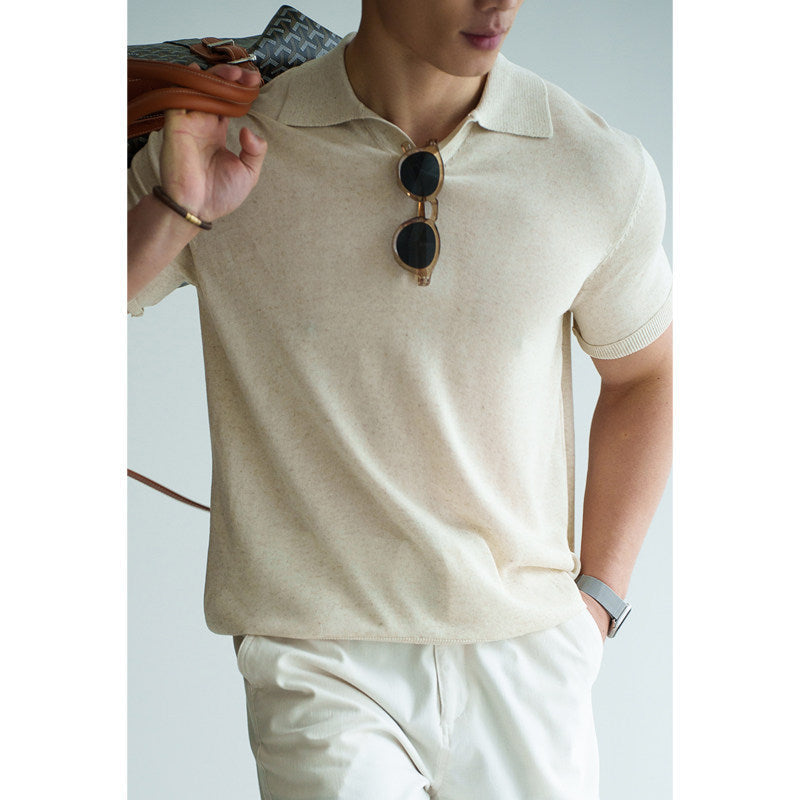 Mens Italian-style Linen-Viscose Blended Knit Sweater