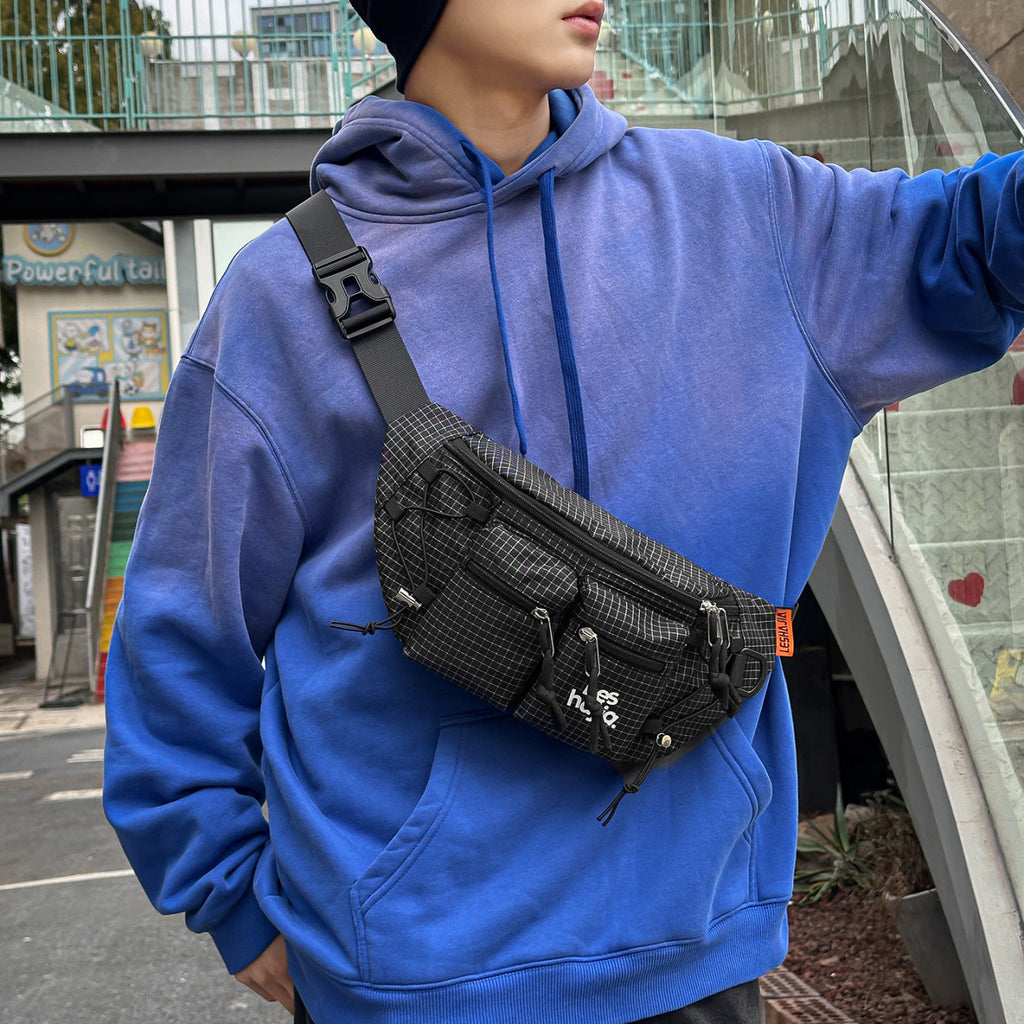 Workwear-style Outdoor Hiking Waist Bag, Lightweight Chest Pack For Men