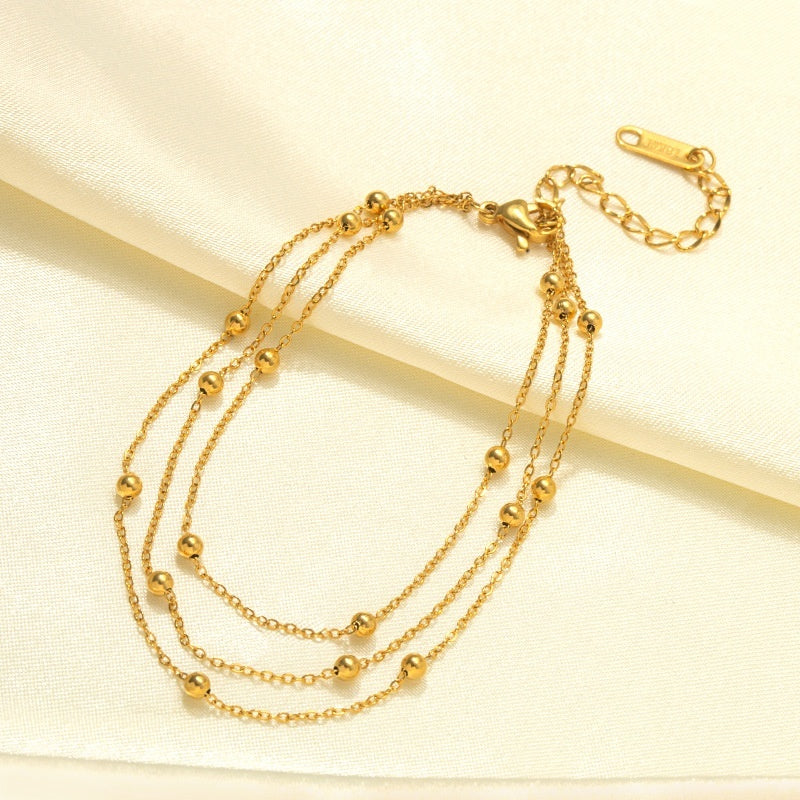 Fashionable And Minimalist Multi-layer Metal Bead Anklet