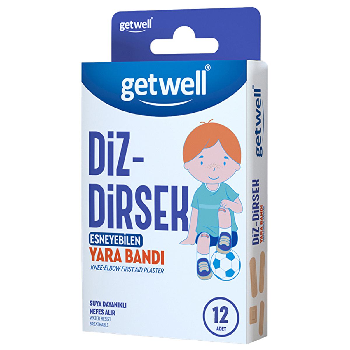 Getwell Diz: Flexible Waterproof Elbow Adhesive Bandages - Breathable Wound Care, 12 Count