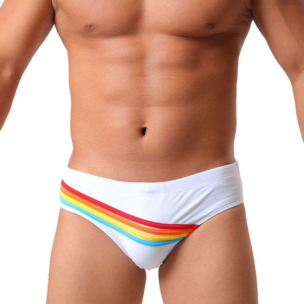 Triangular Three-dimensional Rainbow Swim Trunks Simple Stylish And Form-fitting
